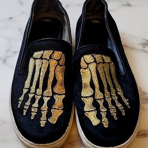 Mara & Mine Skeleton Jem Skull  Black Flats